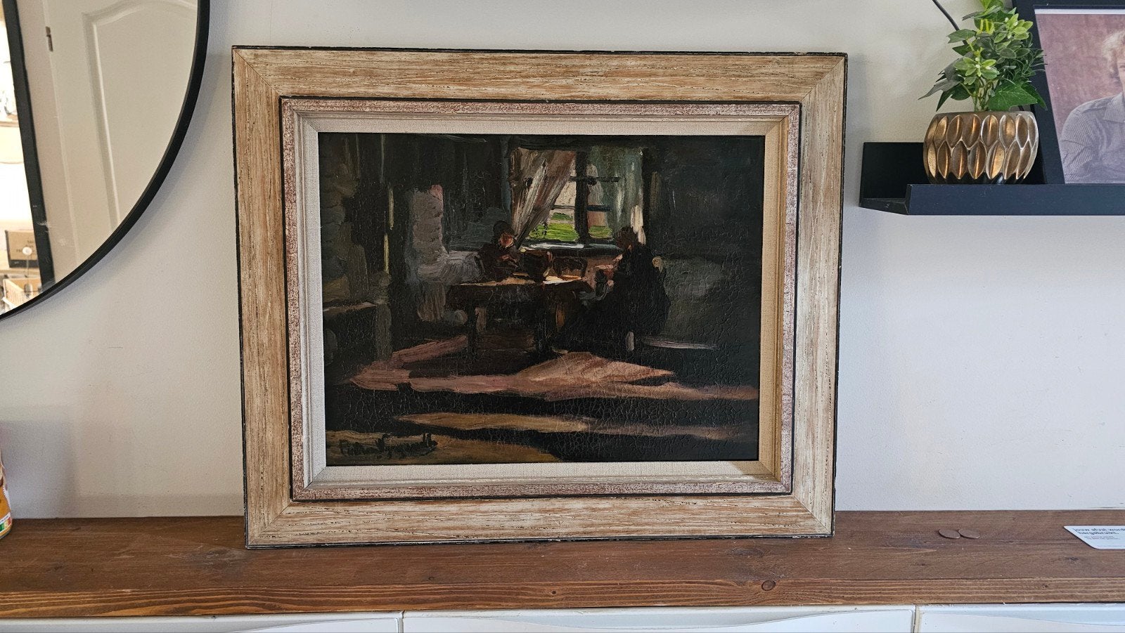 Piet van Wijngaerdt - Boereninterieur met figuren, ca. 1910, Ophalen of Verzenden