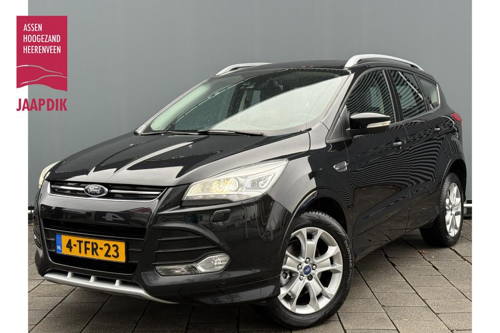 Ford Kuga BWJ 2014 | 1.6T 182PK Titanium Plus 4WD AUTOMAAT |, Auto's, Euro 5, Zwart, 4 cilinders, Leder en Stof
