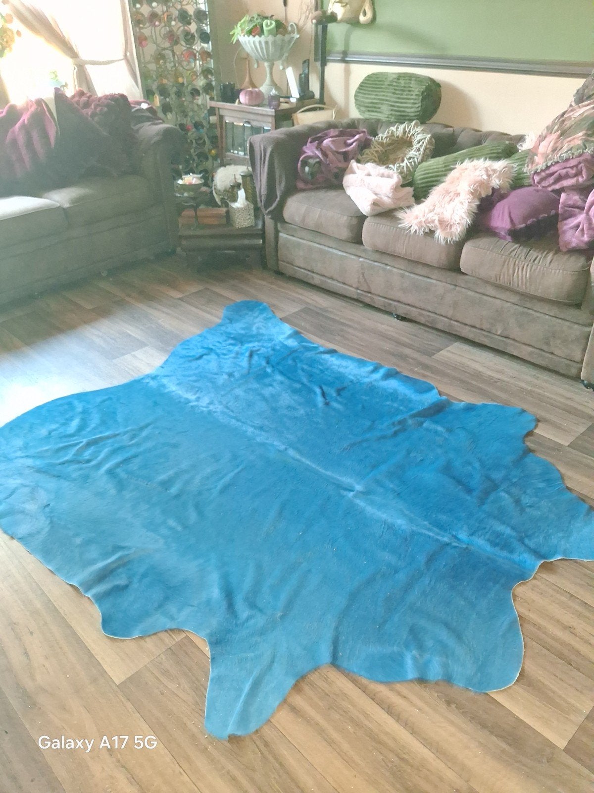 koeienhuid 160cm bij 180cm,blauw, Huis en Inrichting, Blauw, 150 tot 200 cm, Ophalen of Verzenden, Zo goed als nieuw