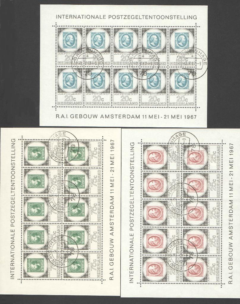 Nederland NVPH nr V886/8 gestempeld Amphilex vellen 1967, Ophalen of Verzenden, Na 1940, Gestempeld
