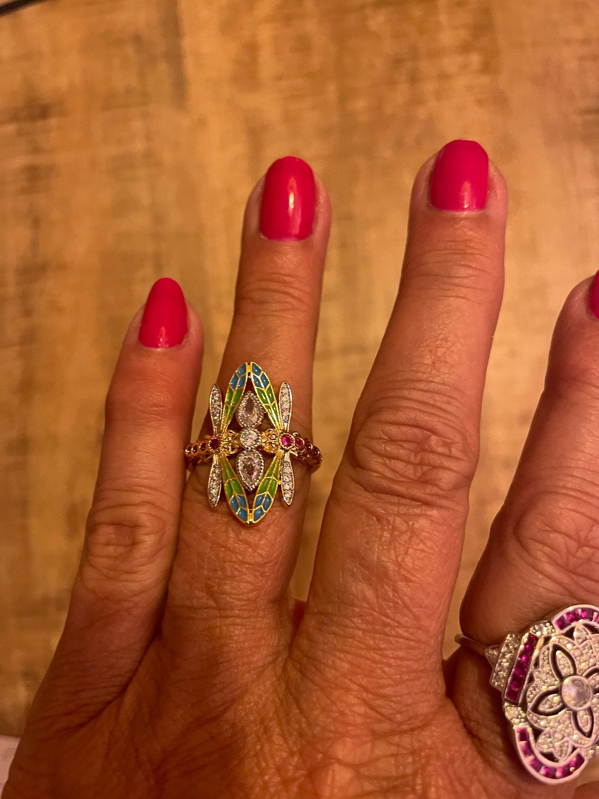 Prachtige Art Deco Stijl Ring met Edelstenen, Overige materialen, Met edelsteen, Nieuw, Ophalen of Verzenden
