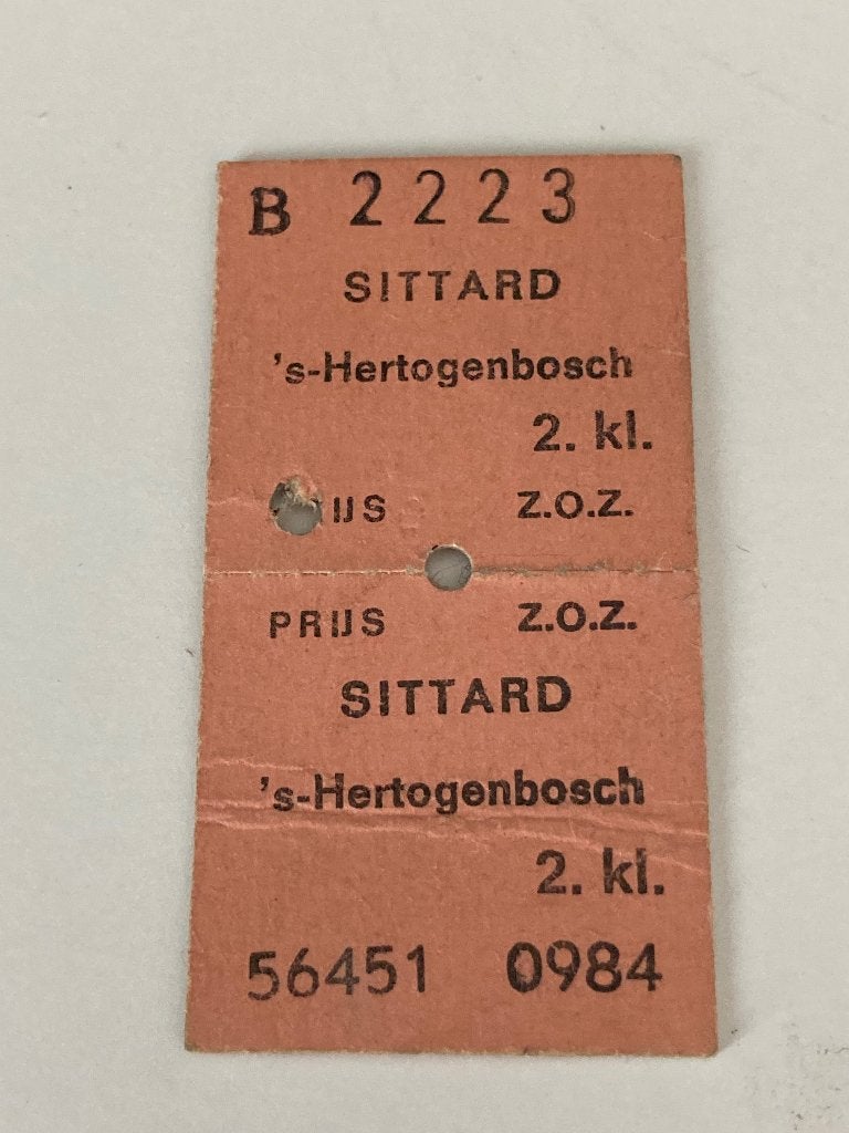 oude treinkaart 1974 Sittard- Den Bosch, Ophalen of Verzenden, Gebruikt, Trein, Overige typen