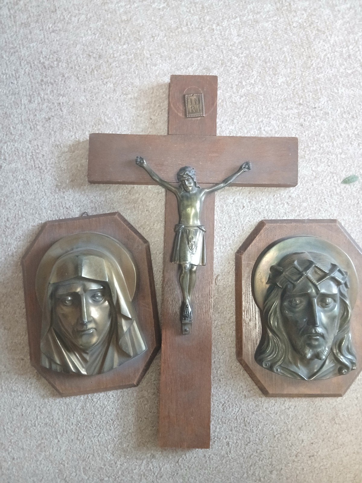 Antiek Kruisbeeld met Maria en Jezus Hoofden, Antiek en Kunst, Antiek | Religie, Ophalen