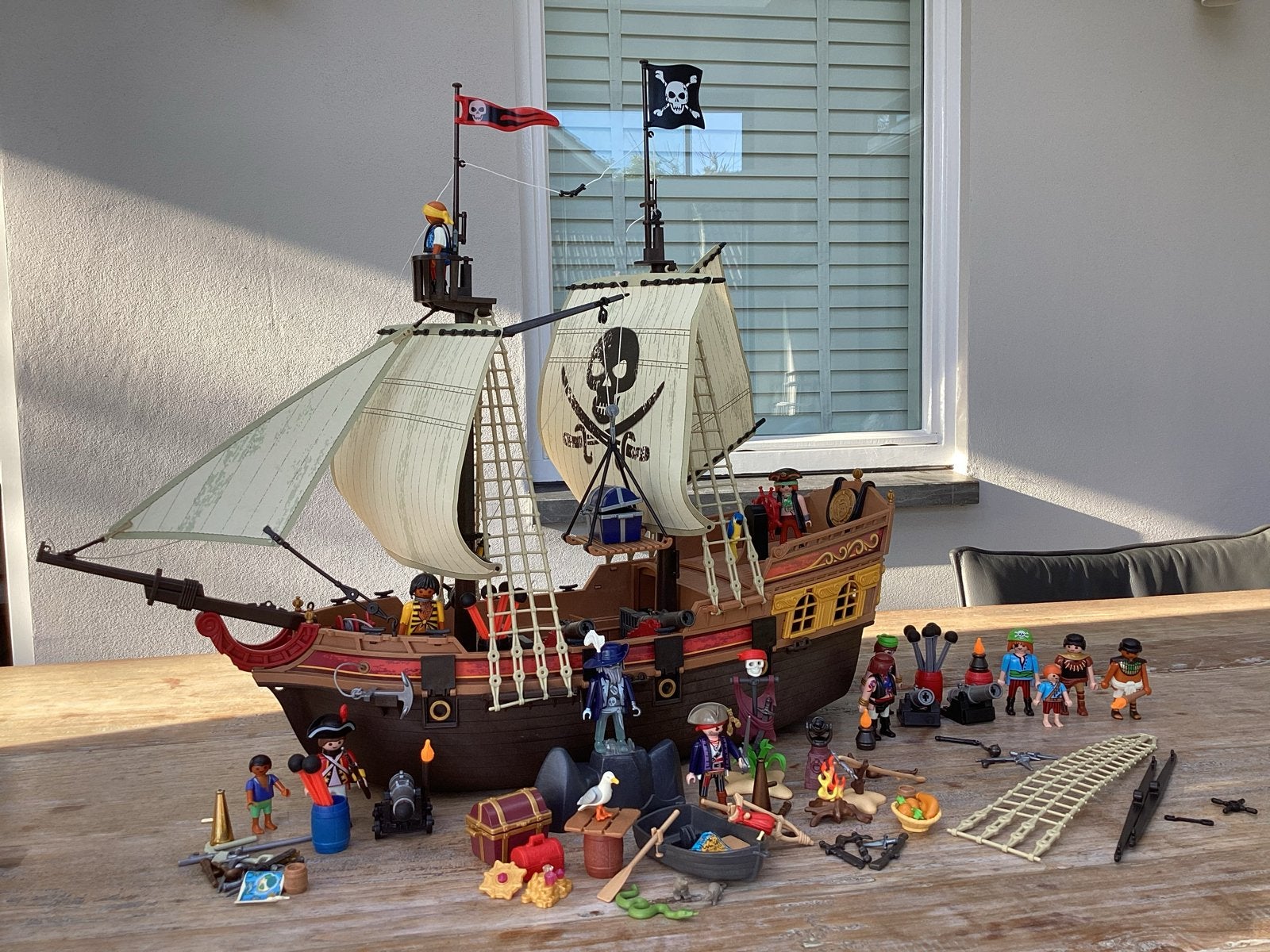 Grote set: Playmobil Piratenschip 5135 met 5141-6625, Ophalen, Pirates, Complete set, Zo goed als nieuw