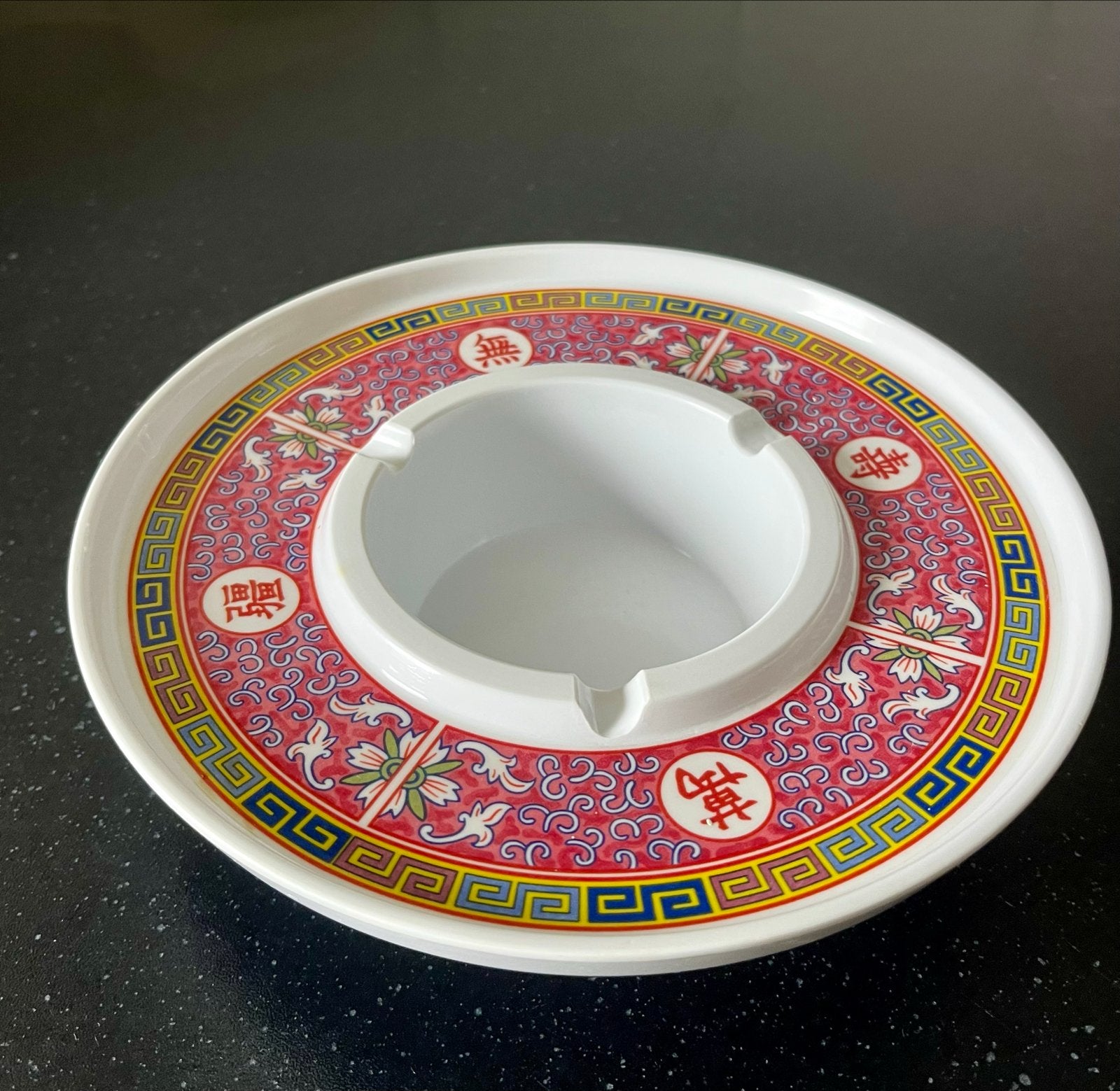 Vintage Chinese asbak - Superware Melamine, Gebruikt, Meerkleurig, Kunststof, Ophalen of Verzenden