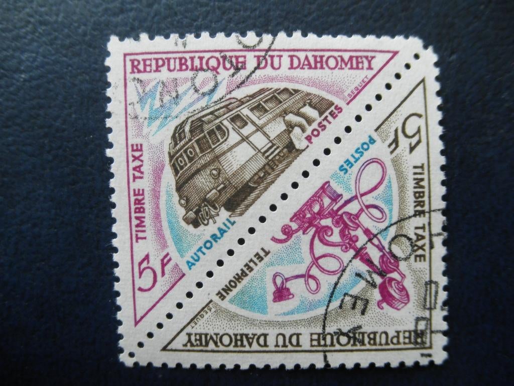Postzegels treinen Dahomey 1967 nr. 41 + 42 - cat.w. € 0,80., Ophalen of Verzenden, Gestempeld, Treinen