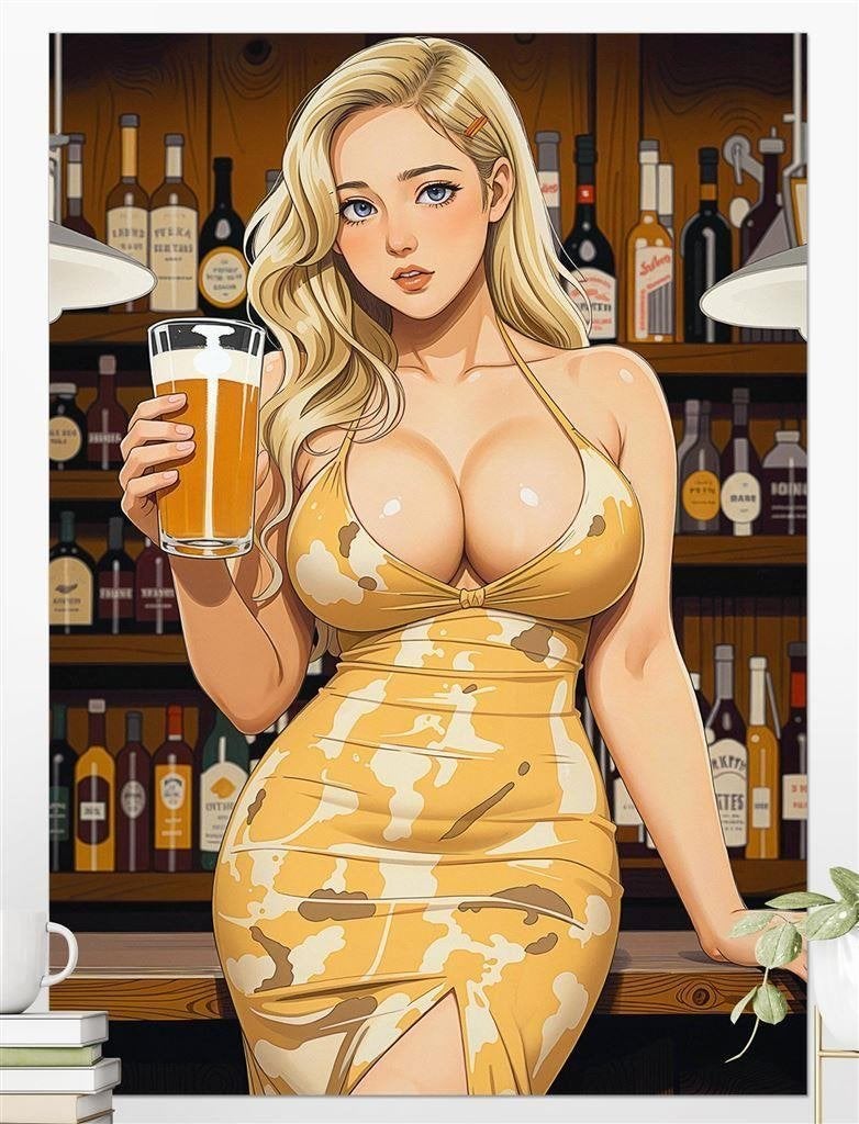 Super Sexy Strip Bier Bar Pin up 50x70cm Poster, Verzenden, Kuifje, Nieuw, Beeldje of Figuurtje