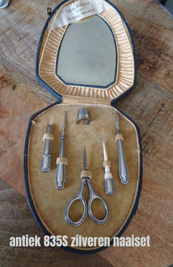 antiek zilveren naaiset in box [030], Antiek en Kunst, Antiek | Goud en Zilver, Verzenden, Zilver