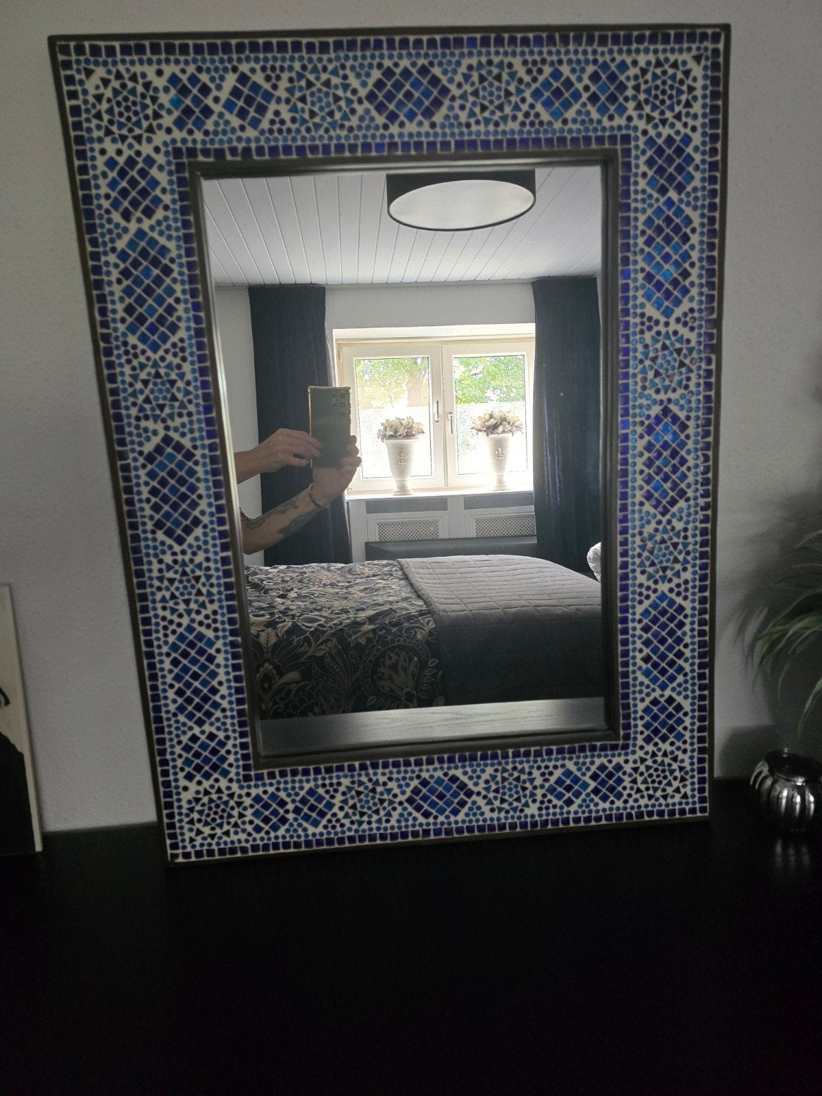 Foto 2 van Prachtige mozaïek spiegel met blauwe tinten