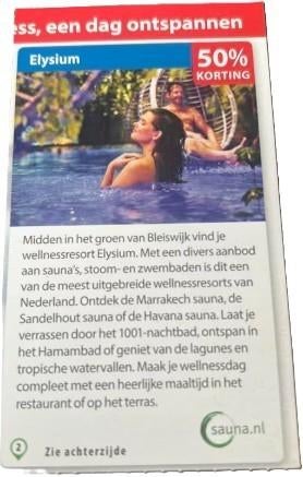 Elysium 50% kortingslink, Drie personen of meer, Cadeaubon, Spa of Sauna