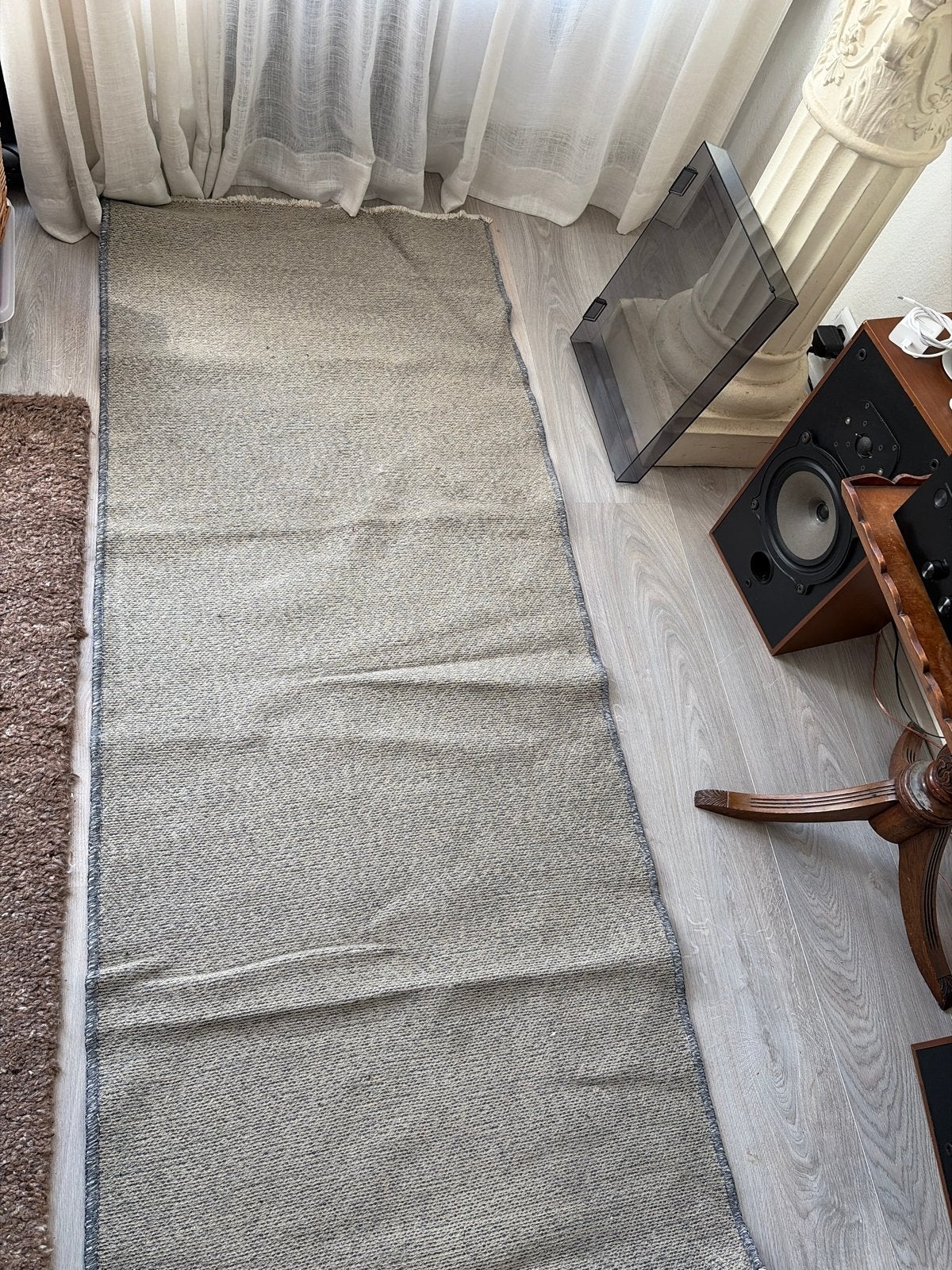 Lang smal vloerkleed - Grijs/Groen, Huis en Inrichting, Ophalen, Gebruikt, 200 cm of meer, 50 tot 100 cm