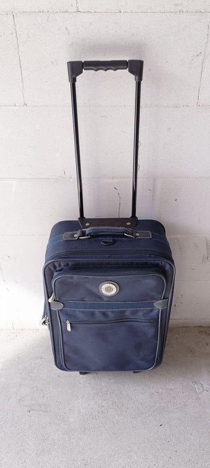 Trolley reiskoffer blauw met uitschuifbare handgreep wielen, Wieltjes, Minder dan 50 cm, Ophalen of Verzenden, Zo goed als nieuw