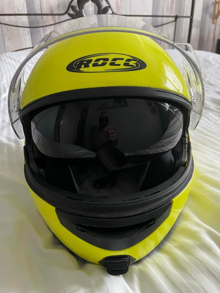ROCC Motorhelm - Geel Systeemhelm, Motoren, Kleding | Motorhelmen, Heren, Systeemhelm, Overige merken, Tweedehands, Ophalen of Verzenden