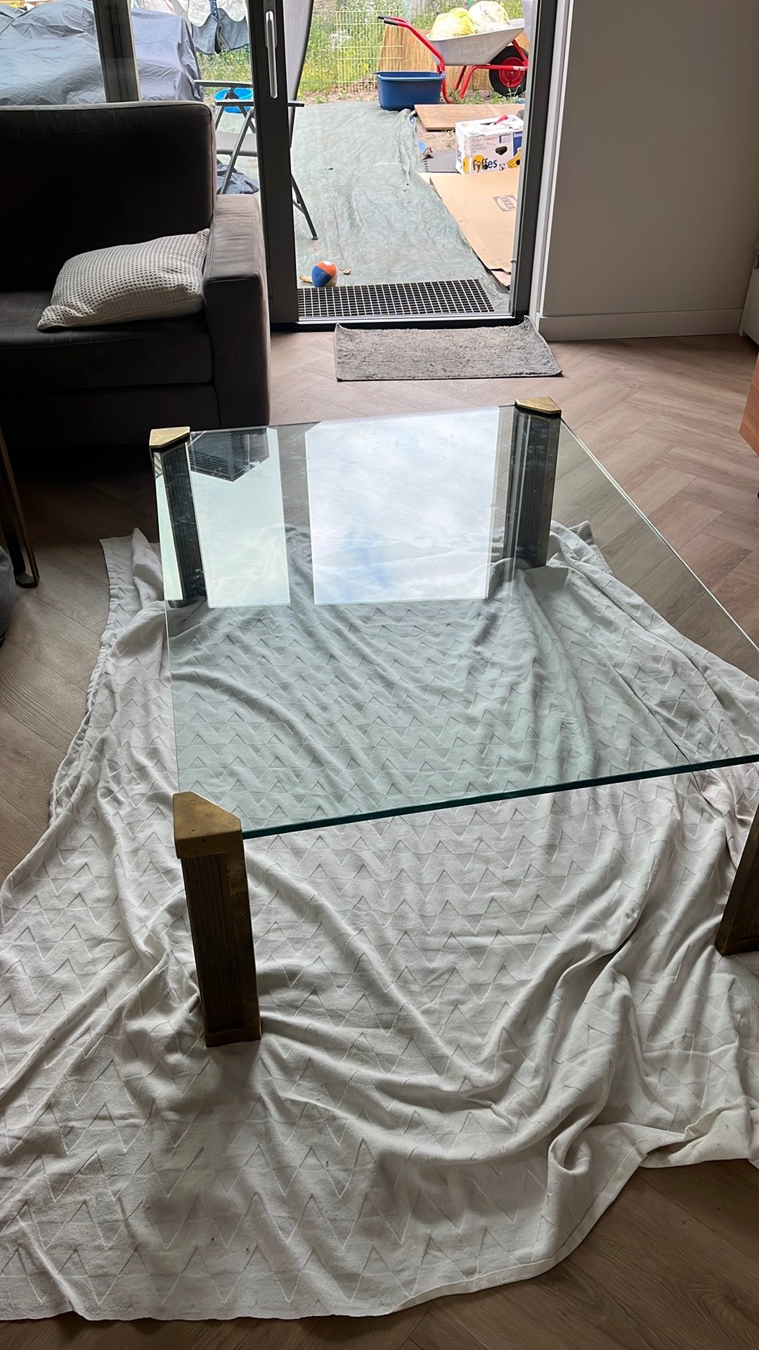 Mooie Glastafel met bronze poten, Huis en Inrichting, Tafels | Salontafels, Ophalen, 100 tot 150 cm, Klassiek, 50 tot 100 cm