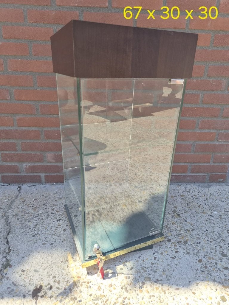 leuk glazen roterend vitrinekastje, Ophalen, 50 tot 100 cm, Zo goed als nieuw, 150 tot 200 cm