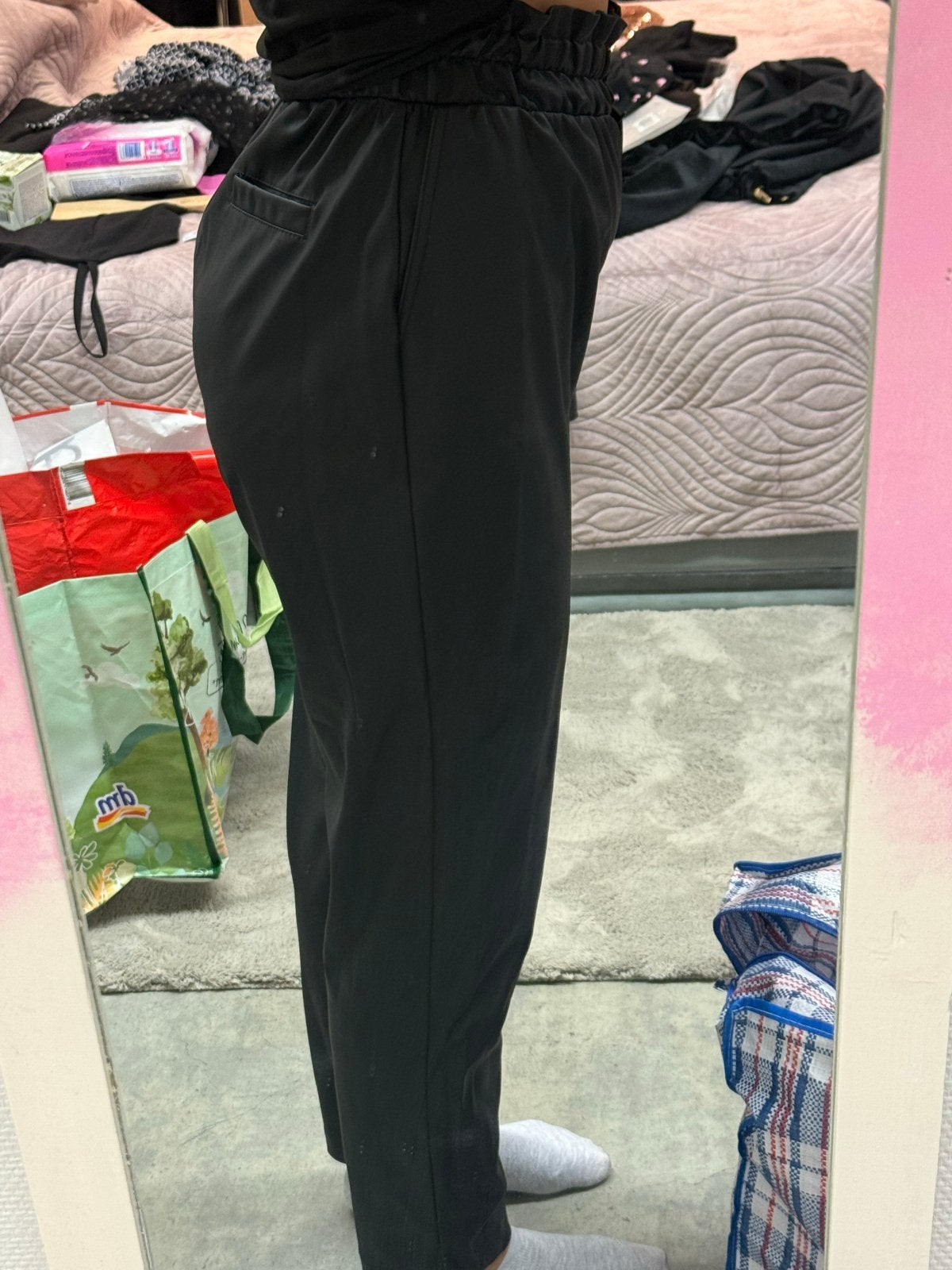 Zwarte broek met elastische tailleband, Zwart, Ophalen of Verzenden, Maat 36 (S), Lang