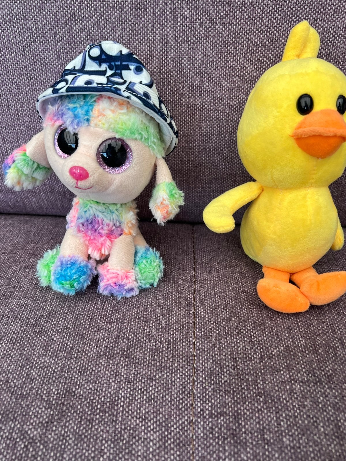 Leuke knuffels: Ty Beanie Boo hondje en geel eendje, Zo goed als nieuw, Meerkleurig, Klein (minder dan 20 cm), Ty