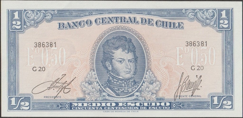Chili ½ escudo ND(1962) aUNC p.134Aa (# 358), Verzenden, Zuid-Amerika, Los biljet