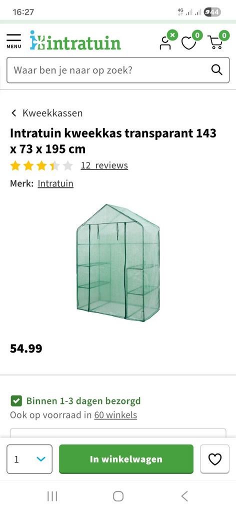 Gebruikte Intratuin kweekkas - Ideaal voor moestuin, Staal, Gebruikt, Folie, Kweekkas