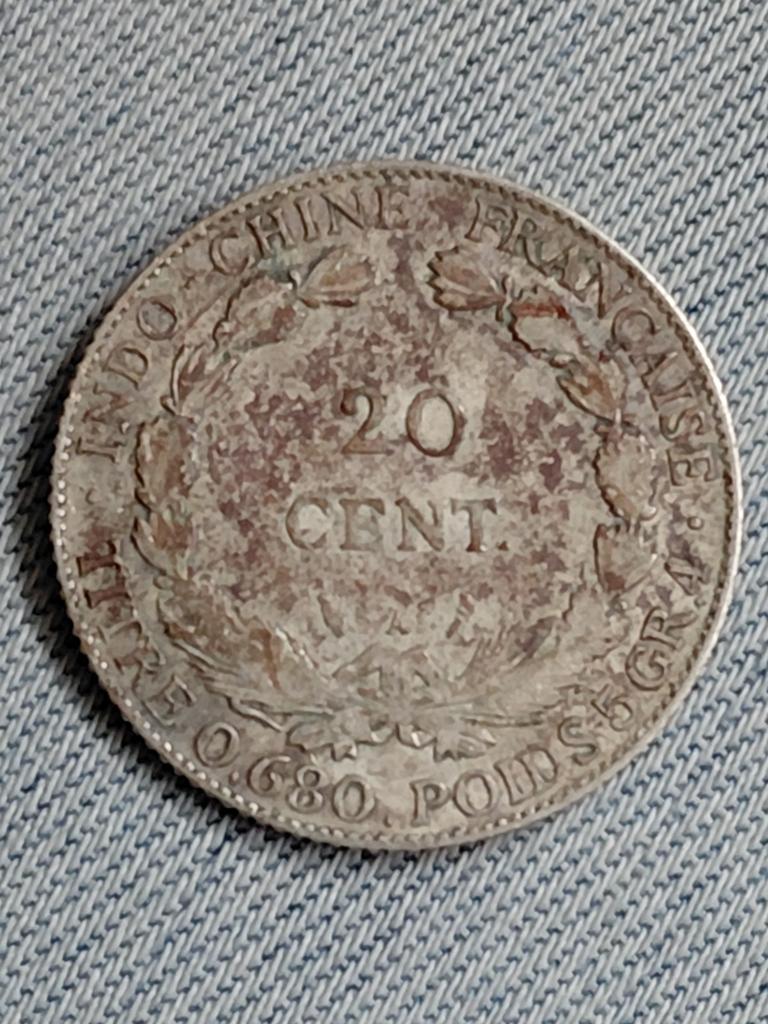 Frans Indochina 20 Centimes 1923 - Zilver, Verzenden, Zuidoost-Azië, Losse munt, Zilver