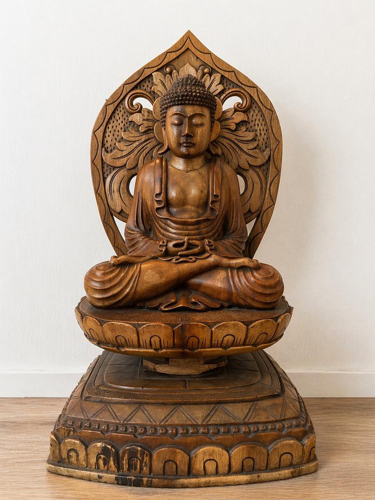 Grote houten Boeddha (70 cm, 14 kg) – draaibaar – Bali, Huis en Inrichting, Woonaccessoires | Boeddhabeelden, Ophalen of Verzenden