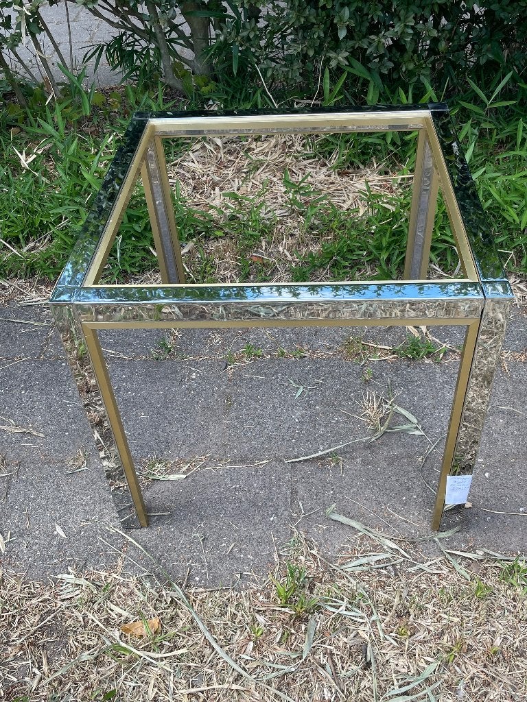 Vintage design Renato Zevi Italy bijzettafel, Gebruikt, Metaal of Aluminium, Vierkant, 55 tot 75 cm