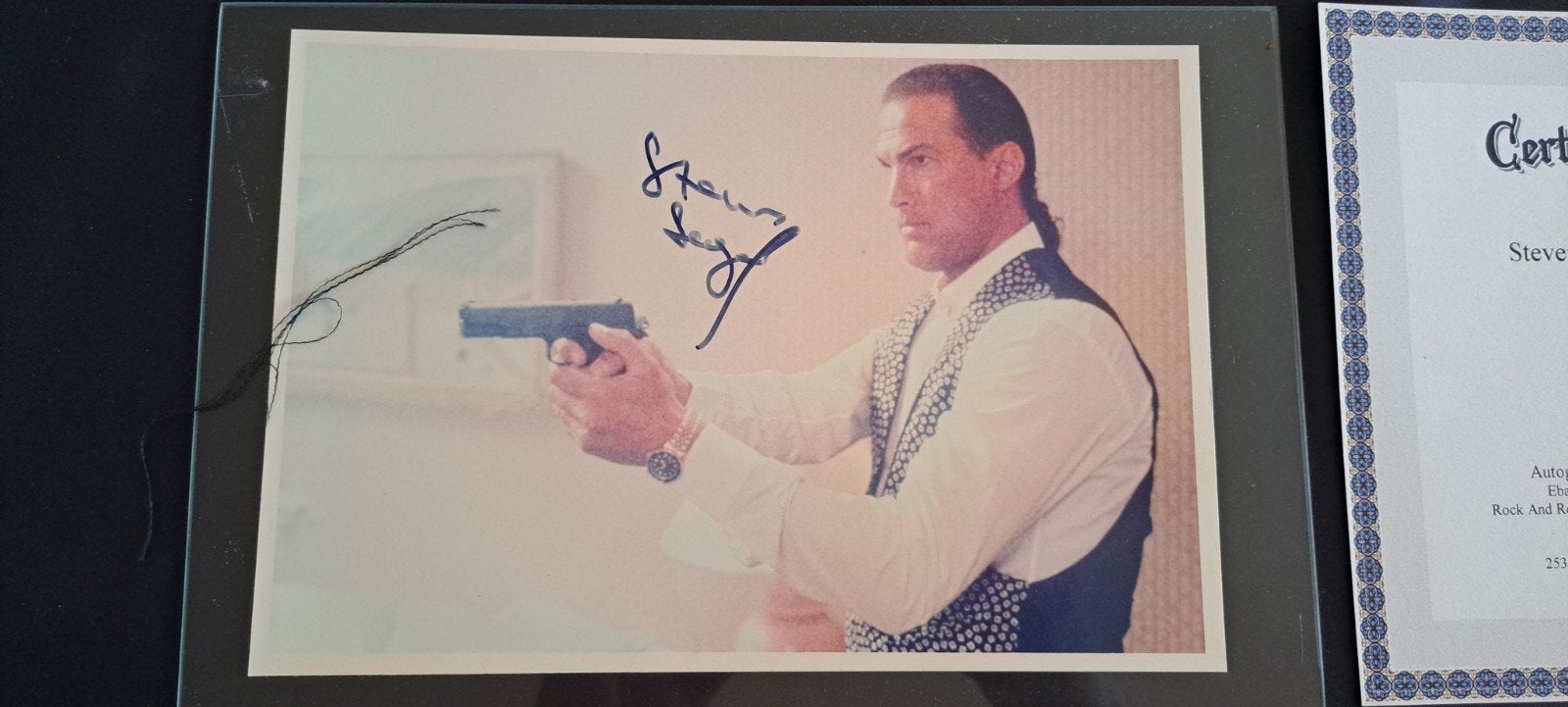 Steven Segal Foto met Handtekening + POA, Verzamelen, Film en Tv, Ophalen of Verzenden, Zo goed als nieuw, Film, Foto of Kaart