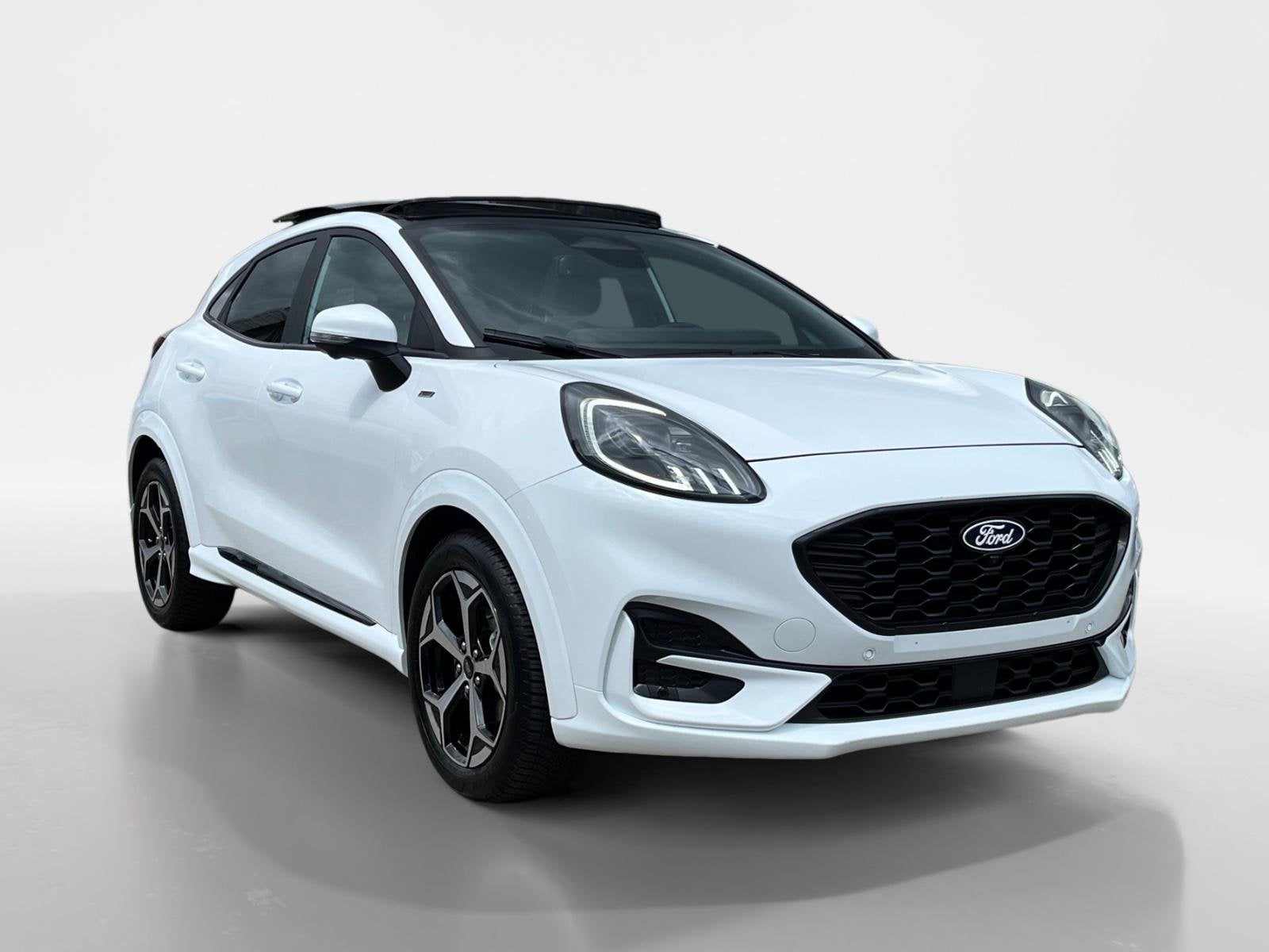Ford Puma ST-line |elektrisch glazen panorama-dak| Elek acht, 12 maanden, 125 pk, Leder en Stof, Wit