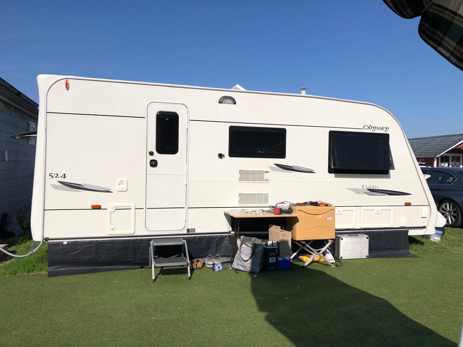 Elddis Odyssey 524 met inventaris en een electrolux koelbox, Caravans en Kamperen, Schokbreker, Overige typen, Elddis, Particulier