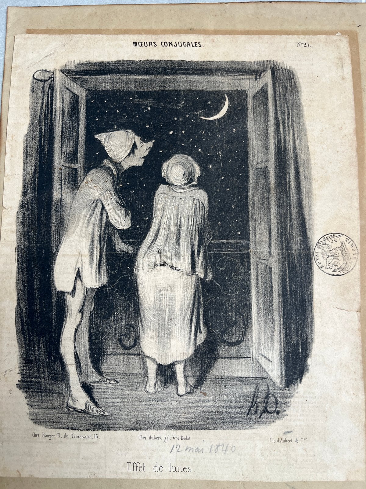 3 Antieke Litho's Honoré Daumier (Inclusief Lijst), Antiek en Kunst, Dagelijks leven, 1800 - 1899, Ophalen of Verzenden, Gesigneerd