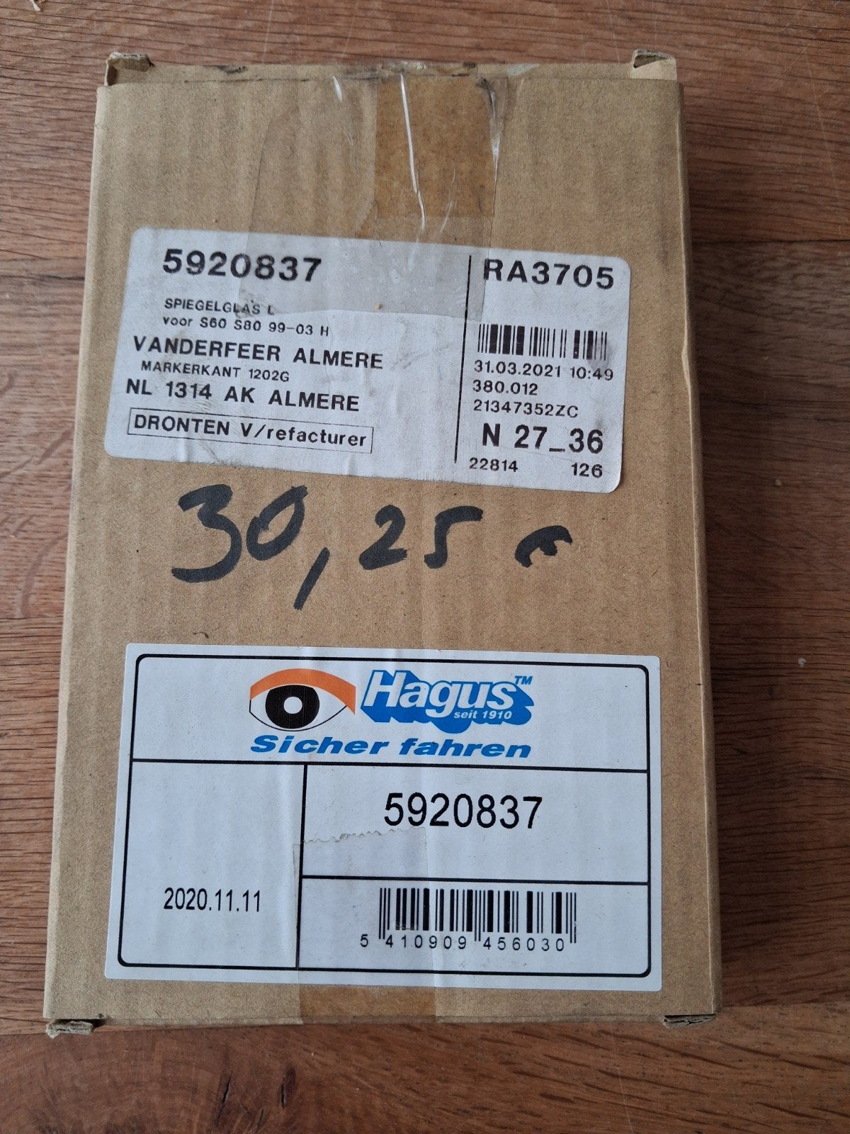 Hagus Spiegelglas links Volvo v70 S60 S80 99-03 H, Auto-onderdelen, Spiegels, Ophalen of Verzenden, Nieuw, Volvo