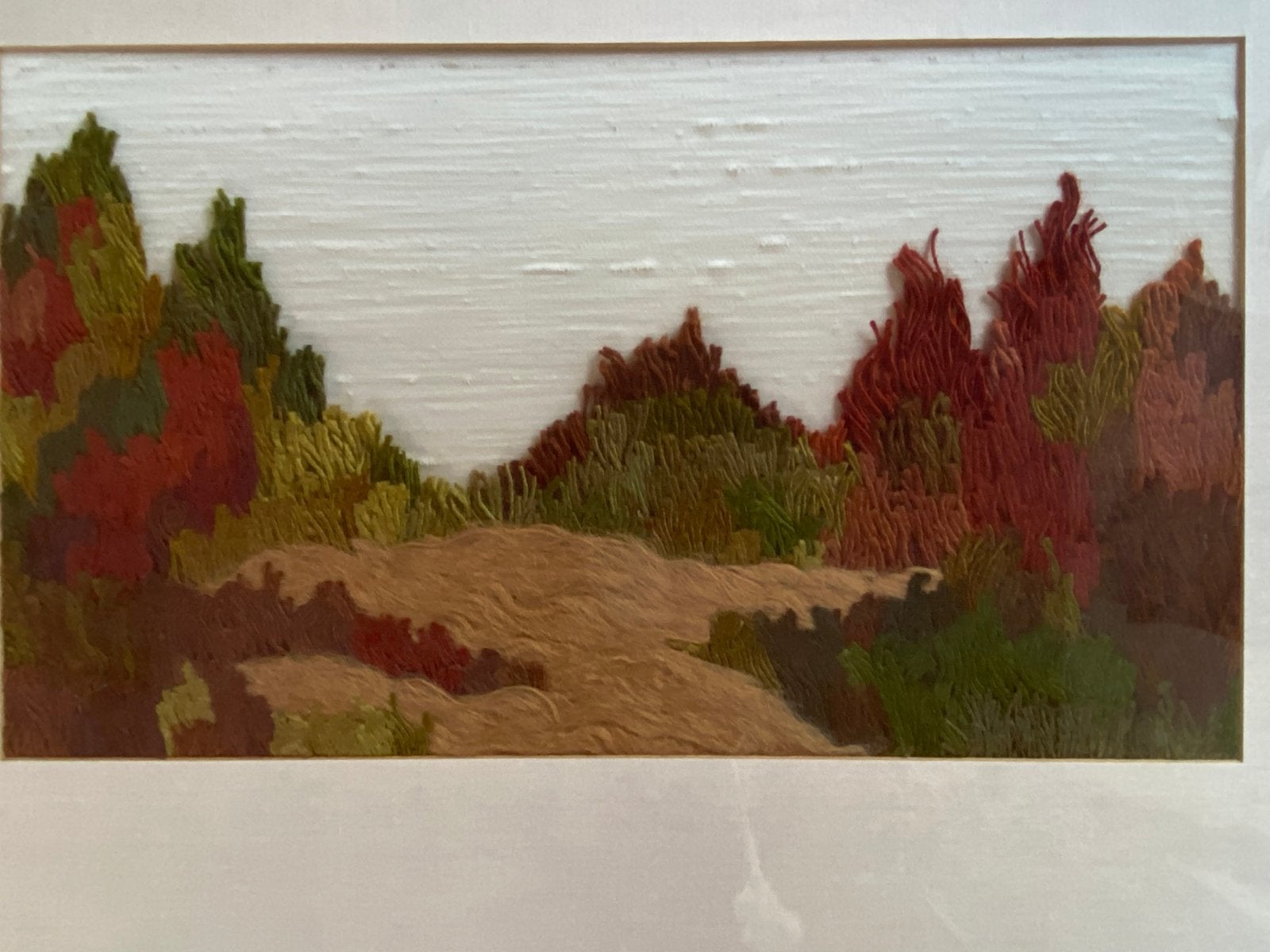 Wol schilderij - Herfstlandschap - 76x56 cm, Antiek en Kunst, Kunst | Schilderijen | Klassiek, Realistisch, Ophalen of Verzenden
