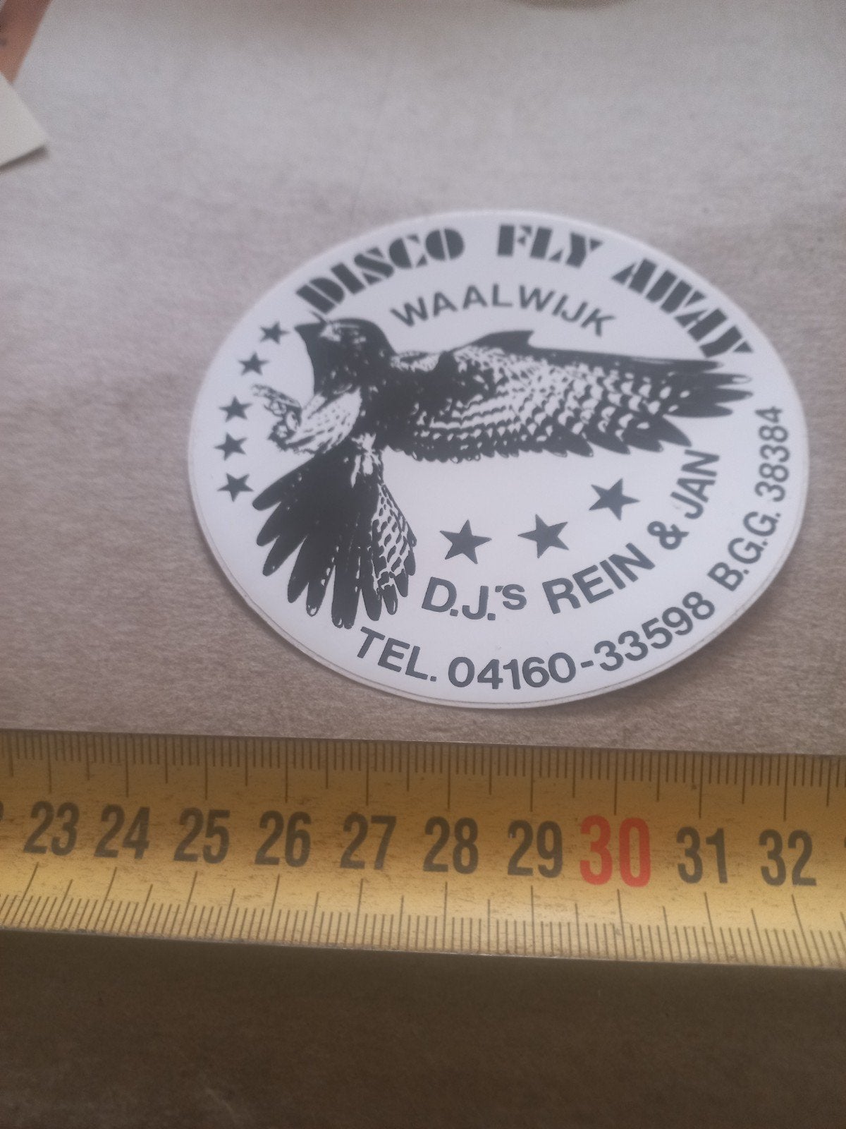 Vintage Disco Fly Away Waalwijk Sticker, Verzamelen, Ophalen of Verzenden, Zo goed als nieuw, Overige typen