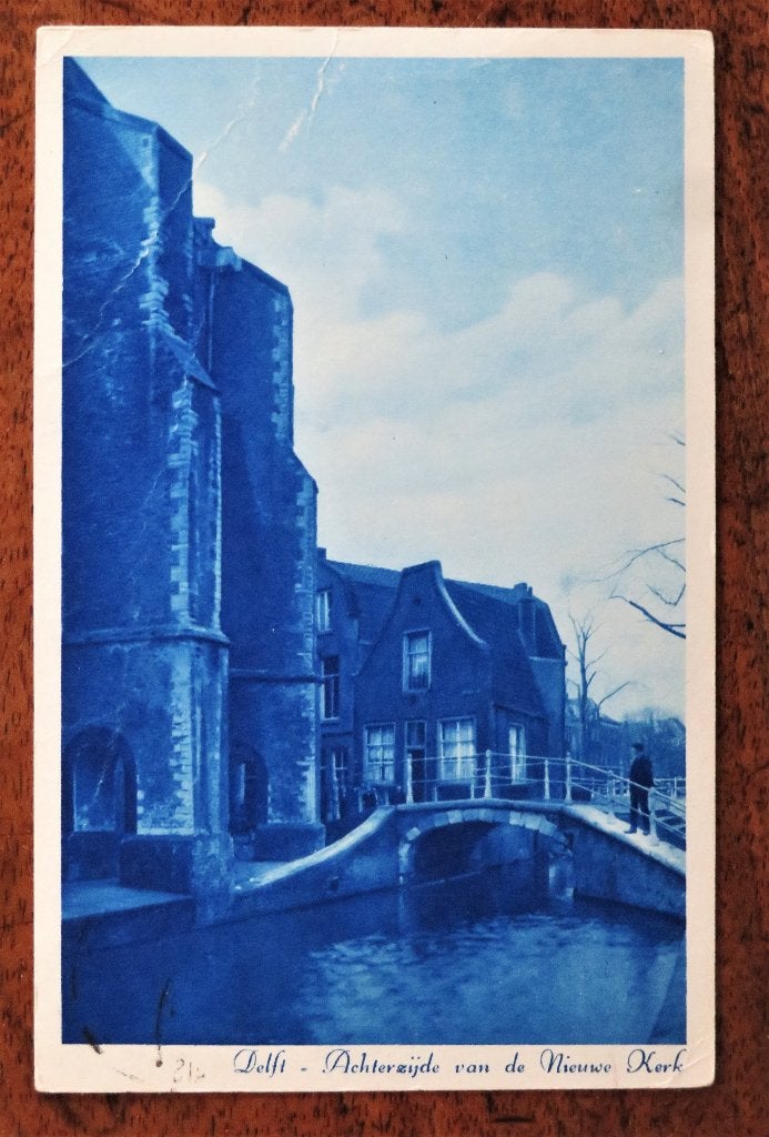 Delft Achterzijde Nieuwe Kerk, vanuit België verzonden 1966, Ophalen of Verzenden, Voor 1920, Noord-Brabant