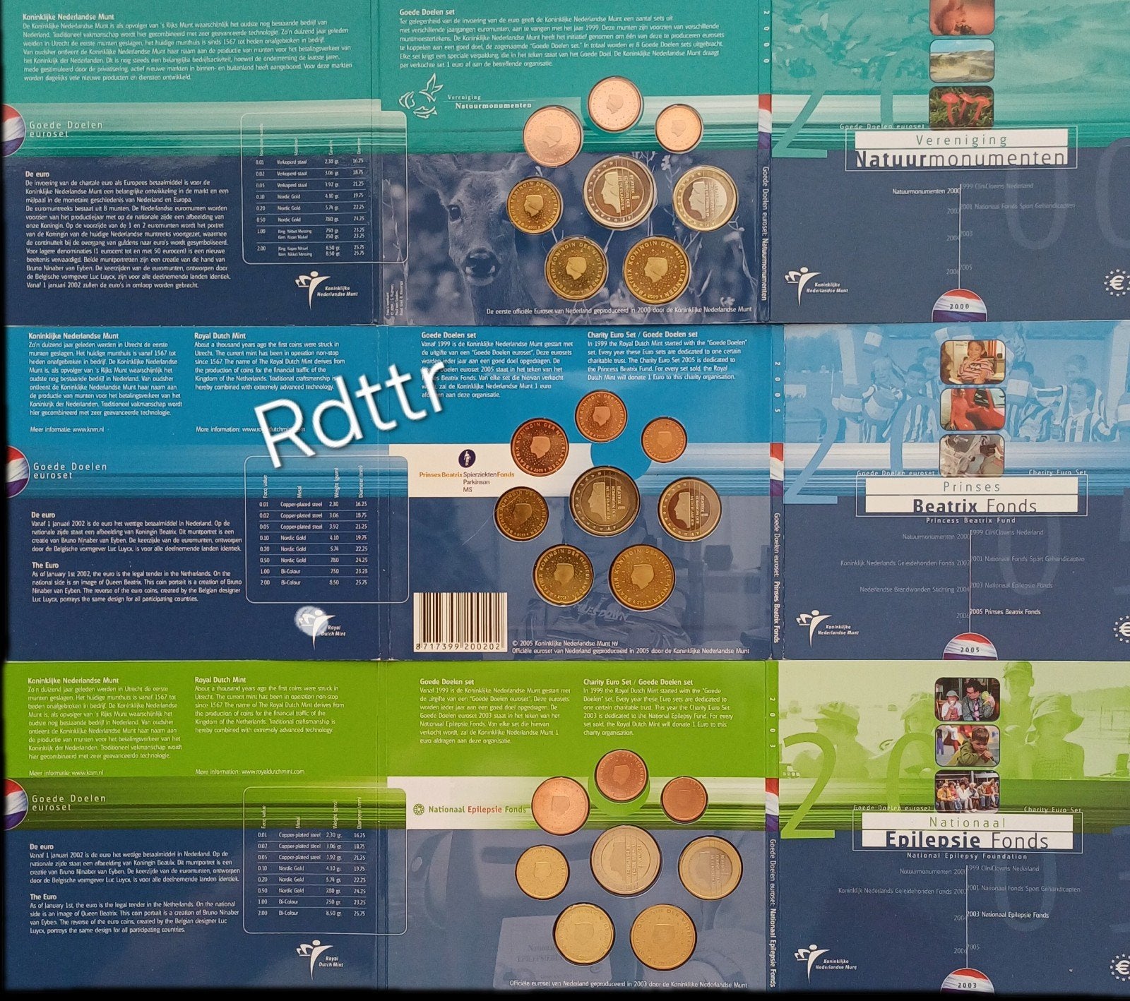 Nederlandse Goede Doelen Eurosets 2000, 2003, 2005, Ophalen of Verzenden, Koningin Beatrix, Euro's, Setje