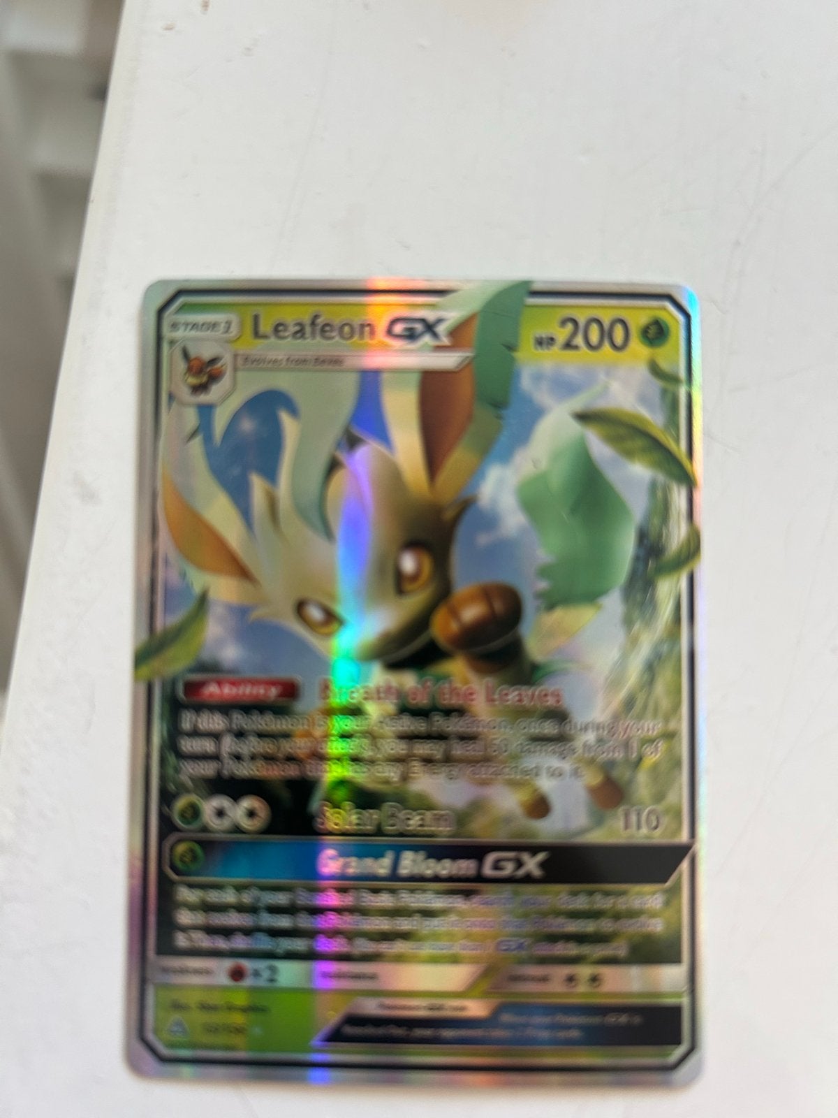 Leafeon GX Pokémon kaart - Full Art Foil, Ophalen of Verzenden, Zo goed als nieuw, Losse kaart, Foil