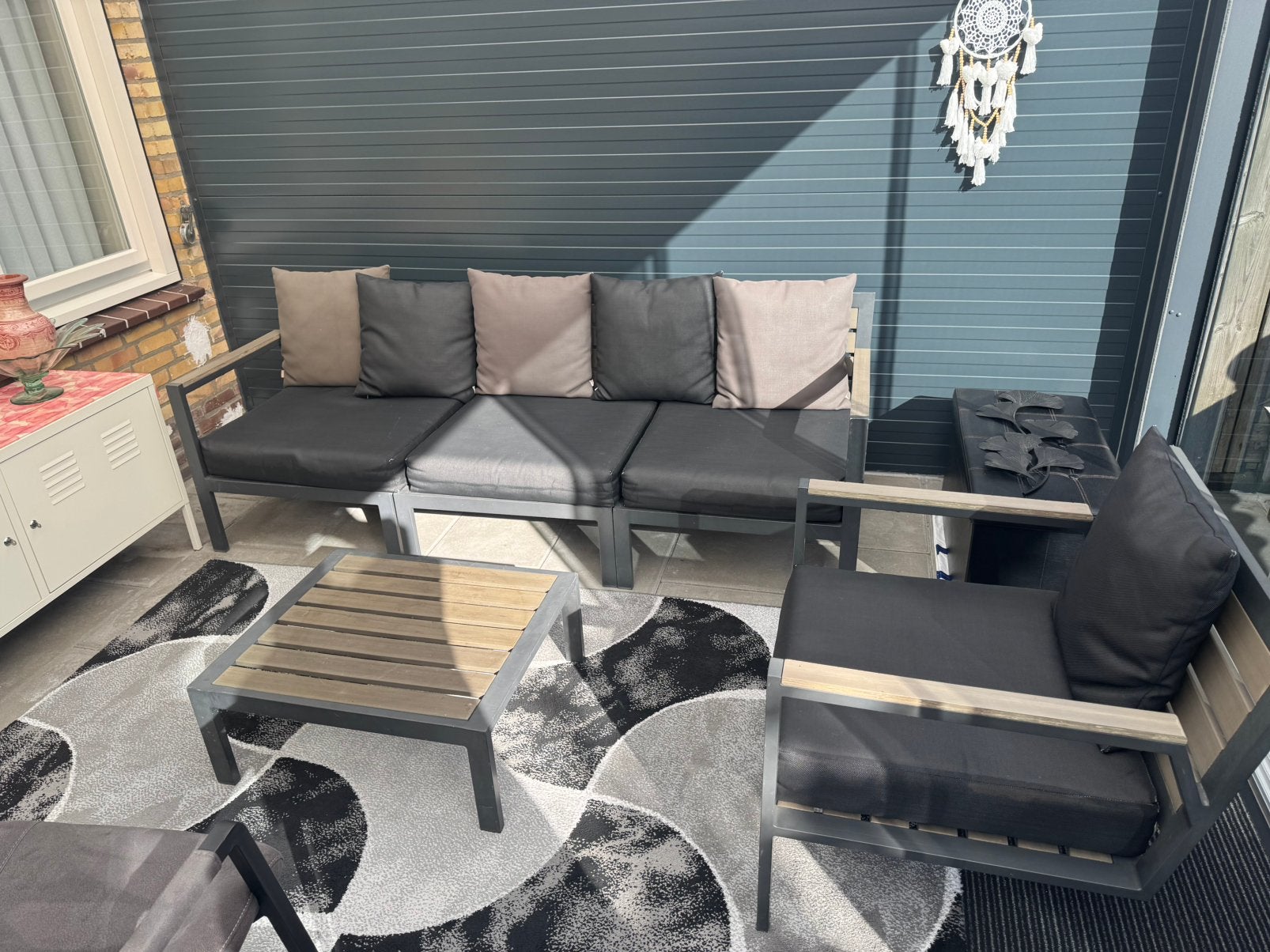 Nette loungeset/tuinset, Tuin en Terras, Ophalen, 5 zitplaatsen, Aluminium, Loungeset