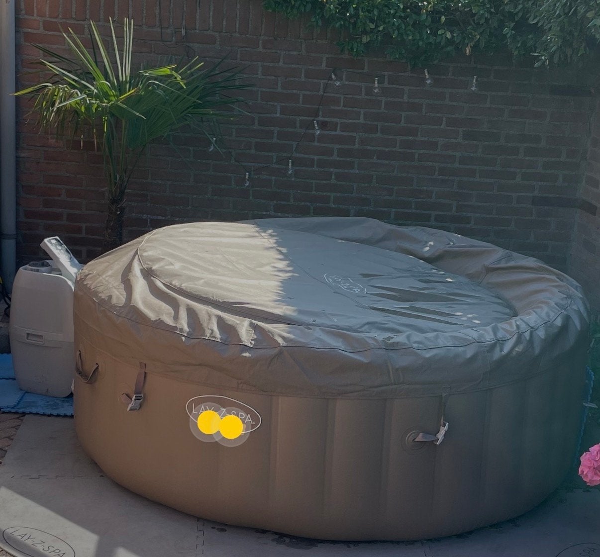 Lay-Z-Spa Palm Springs - Lek bij naad, voor klusser, Tuin en Terras, Ophalen of Verzenden, Gebruikt, Rond, Opblaaszwembad