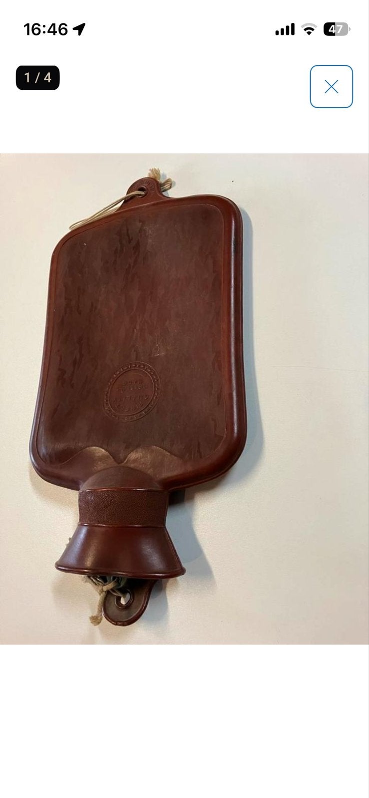 Vintage rubberen kruik - bruin, Ophalen