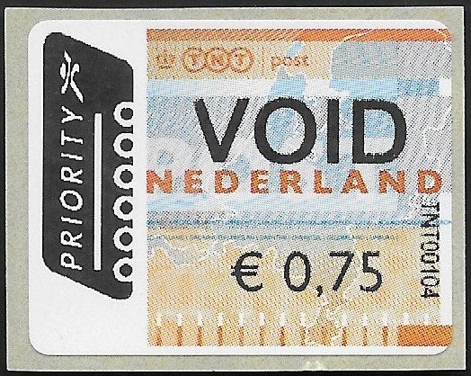 ACON Test VOID automaatzegel € 0,75 TNT00104 Veenendaal., Ophalen of Verzenden, Na 1940, Postfris