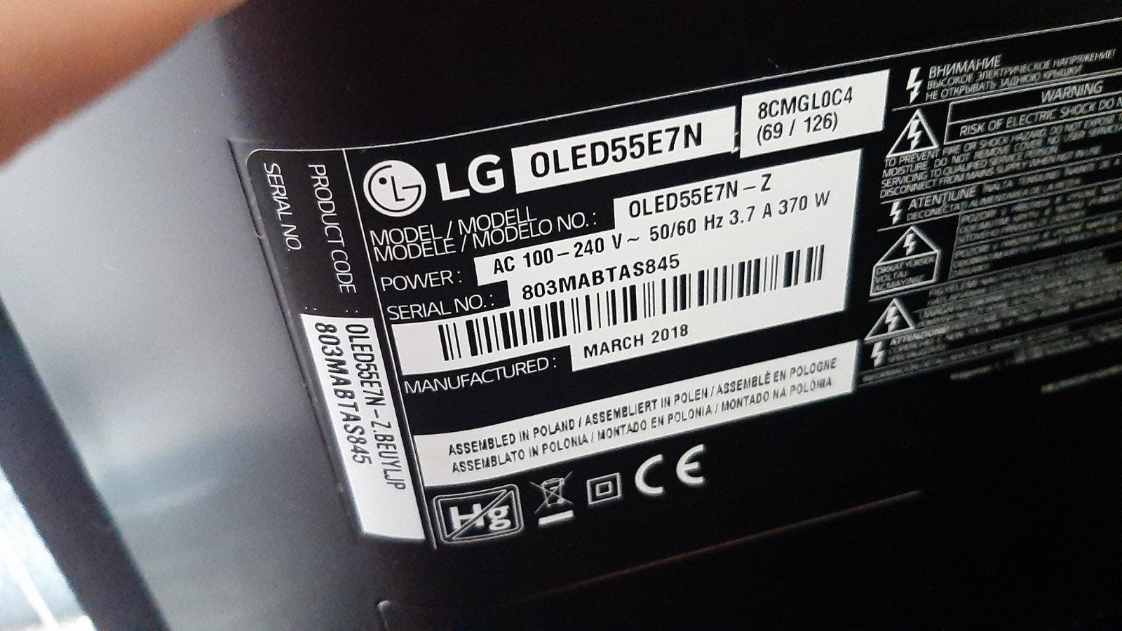 LG OLED 55E7N voormalig topmodel.Game tv? lees advertentie