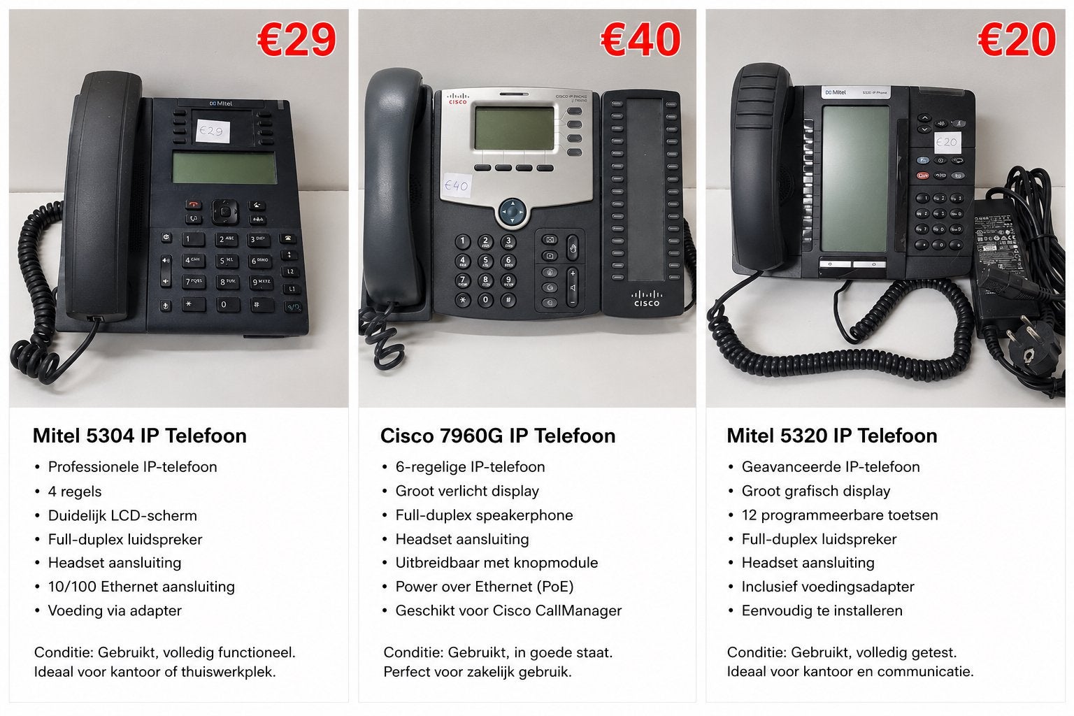 drie verschillende telefoons, Telecommunicatie, Datacommunicatie en VoIP, Ophalen of Verzenden, Zo goed als nieuw
