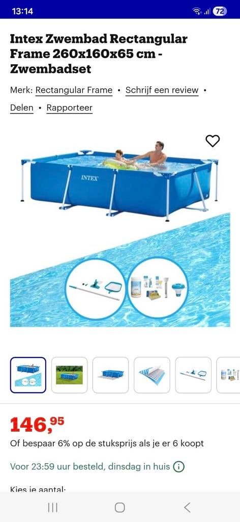 Intex Zwembad 2.60x1.60x65cm Compleet Pakket, Gebruikt, Minder dan 80 cm, Ophalen of Verzenden, Minder dan 200 cm
