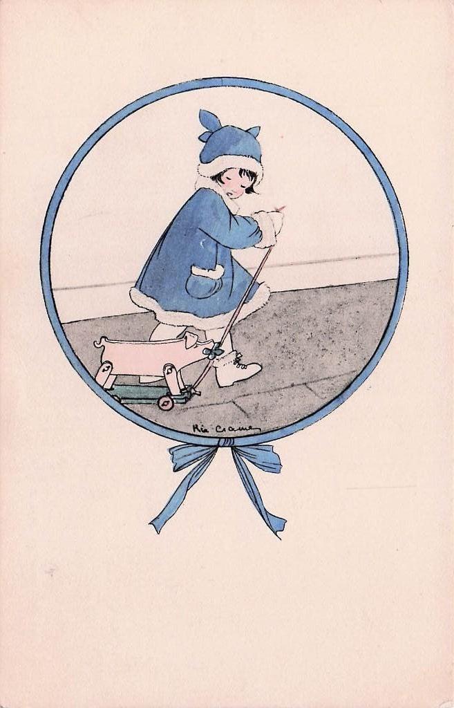 Rie Cramer - Meisje met varkentje (oudje), Verzamelen, Ansichtkaarten | Themakaarten, Ophalen of Verzenden, 1920 tot 1940, Gelopen