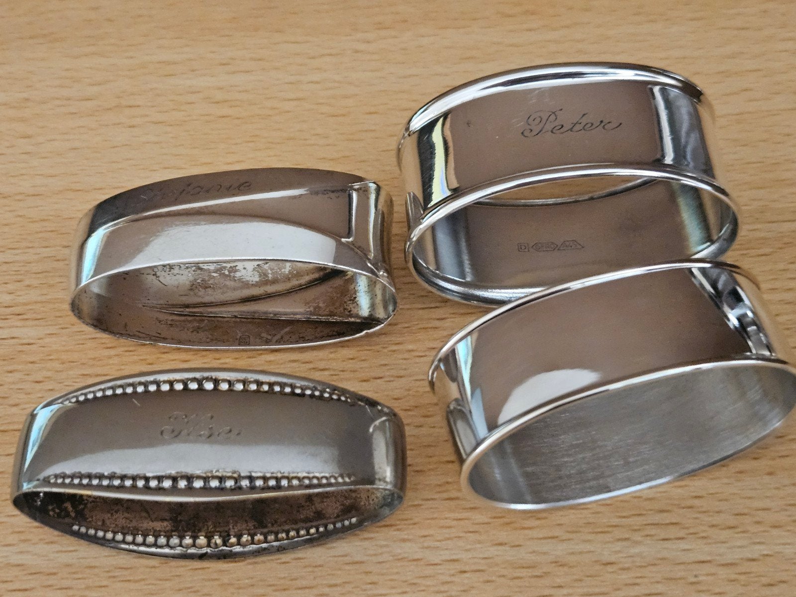 Set van 4 verzilverde servetringen, 110g, Antiek en Kunst, Antiek | Goud en Zilver, Ophalen of Verzenden, Zilver