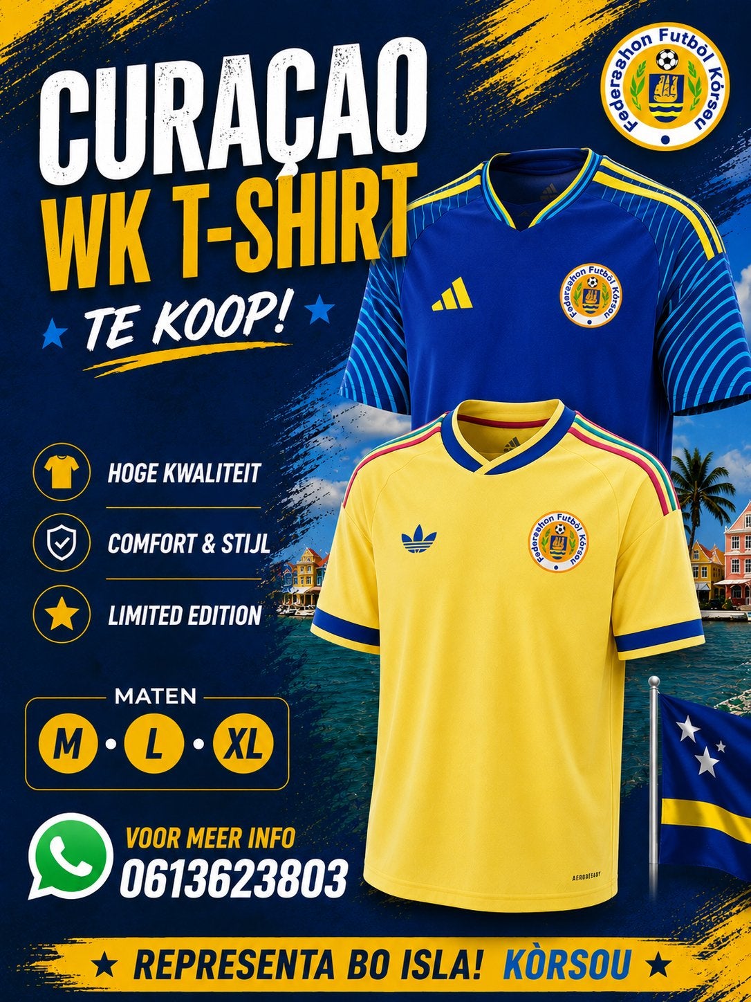 Curaçao WK T-shirt - Hoge Kwaliteit & Limited Edition, Ophalen of Verzenden, Nieuw, Maat 48/50 (M), Geel