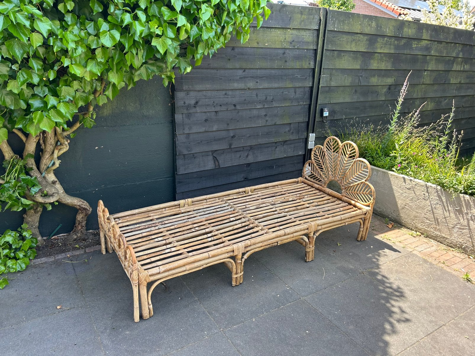 Rotan bed, Kinderen en Baby's, Kinderkamer | Bedden, Ophalen, Zo goed als nieuw, 180 cm of meer, 85 tot 100 cm