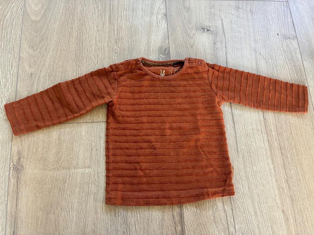 Shirt lange mouw oranje/rood Levv maat 68, Kinderen en Baby's, Babykleding | Maat 68, Ophalen, Zo goed als nieuw, Jongetje of Meisje