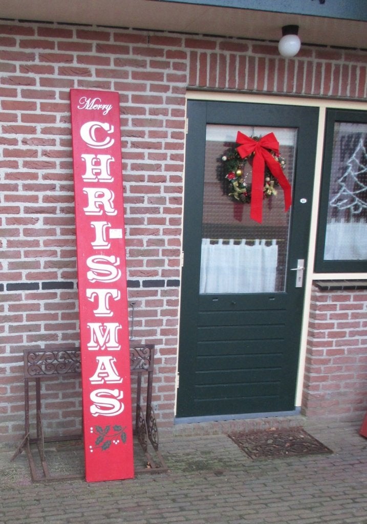 “Merry Christmas” Kerstmis Holly sign Groot houten bord., Ophalen, Gebruikt