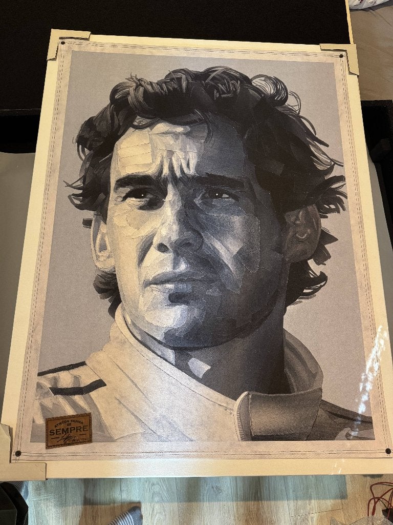 Limited Art Edition "Ayrton Senna Sempre", Ophalen, Textiel, 93 cm, Schilderij/print